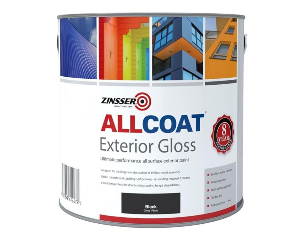 Zinsser Allcoat Exterior Paint Black Gloss - 1 Litre - Transtools Online