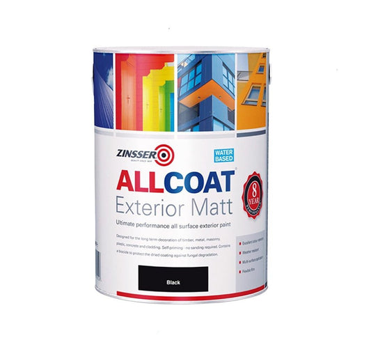 Zinsser Allcoat Exterior Paint Black Matt - 1 Litre - Transtools Online