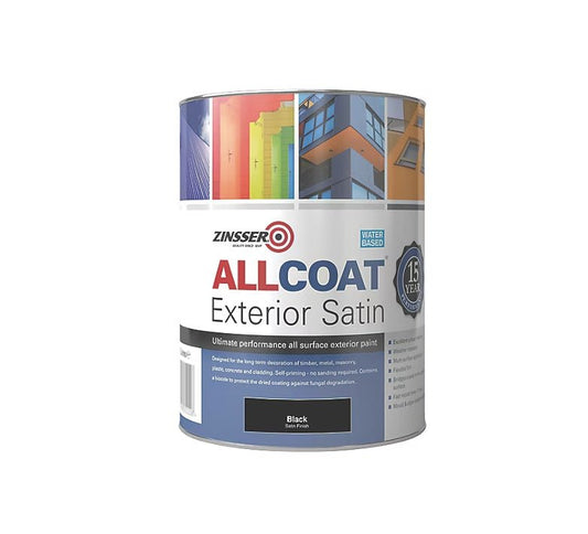 Zinsser Allcoat Exterior Paint Black Satin - 5 Litre - Transtools Online