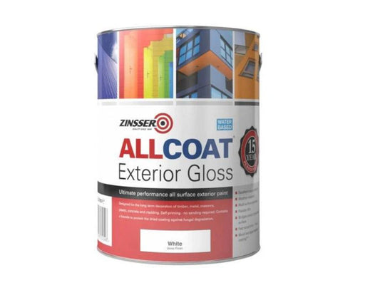 Zinsser Allcoat Exterior Paint White Gloss - 5 Litre - Transtools Online
