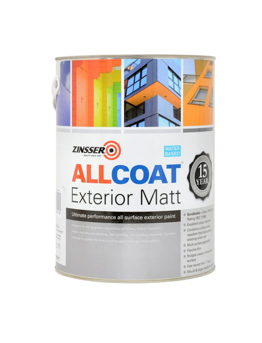 Zinsser Allcoat Exterior Paint White Matt - 2.5 Litre - Transtools Online