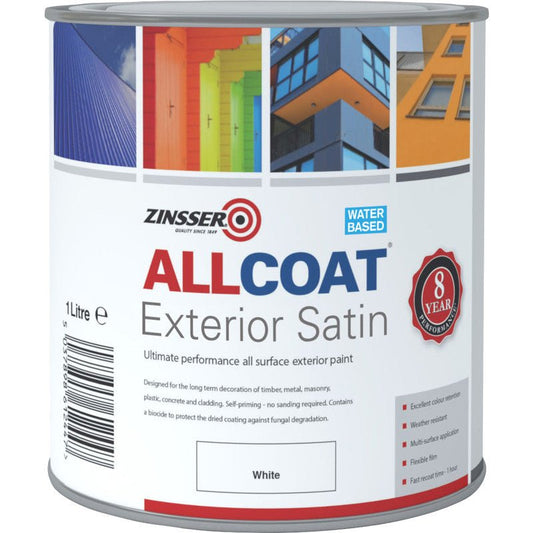 ZINSSER ALLCOAT EXTERIOR PAINT WHITE SATIN - 2.5 LITRE - Transtools Online