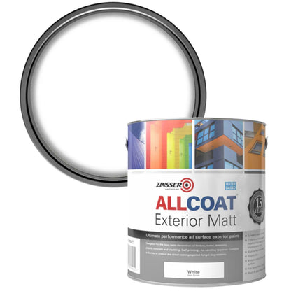 Zinsser AllCoat (Water Based) Exterior Matt Paint White 2.5 Litre