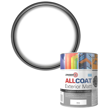 Zinsser AllCoat (Water Based) Exterior Matt Paint White 1 Litre