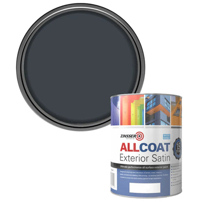 Zinsser AllCoat (Water Based) Exterior Satin Paint Anthracite Grey 1 Litre