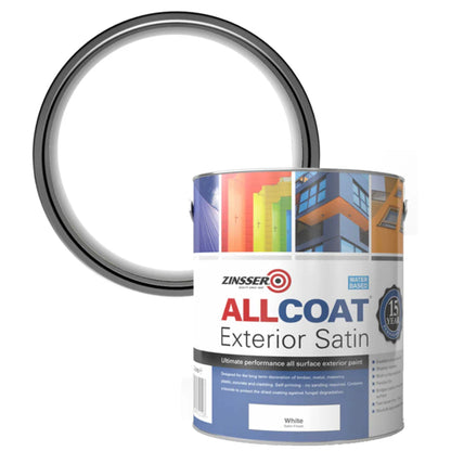 Zinsser AllCoat (Water Based) Exterior Satin Paint White 2.5 Litre